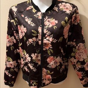 Floral Black Bomber Jacket